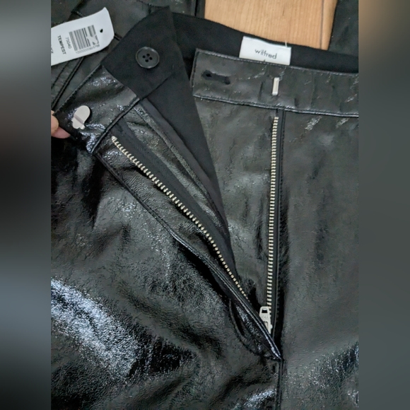 NWT Aritzia Wilfred *Black* Vegan Leather Straight Leg Tempest Pants Size 4 - Picture 7 of 8